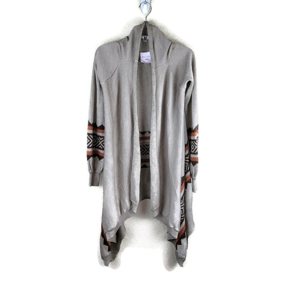 Romeo‎ & Juliet Couture Sweater Womens S Wool Tan Drape Front Open RJ24105 - Picture 1 of 11